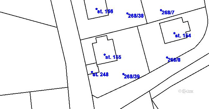 Parcela st. 155 v KÚ Kolšov, Katastrální mapa