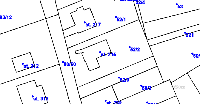 Parcela st. 215 v KÚ Kolšov, Katastrální mapa