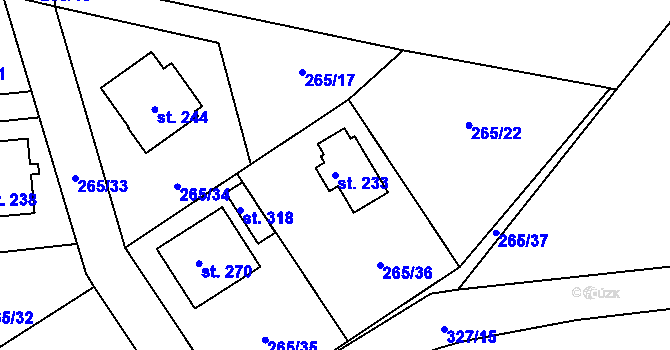 Parcela st. 233 v KÚ Kolšov, Katastrální mapa