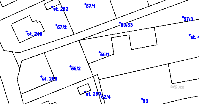 Parcela st. 55/1 v KÚ Kolšov, Katastrální mapa