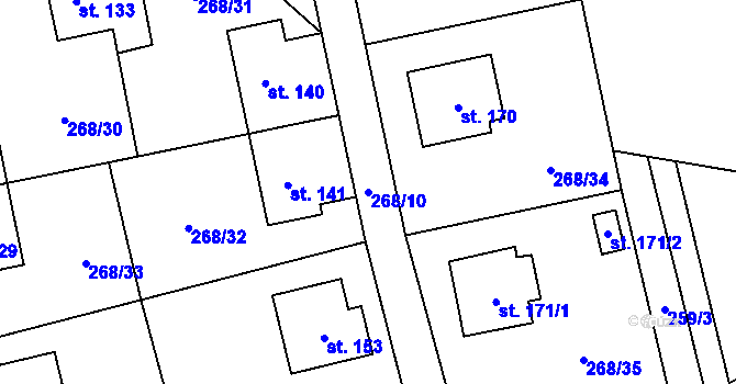 Parcela st. 268/10 v KÚ Kolšov, Katastrální mapa