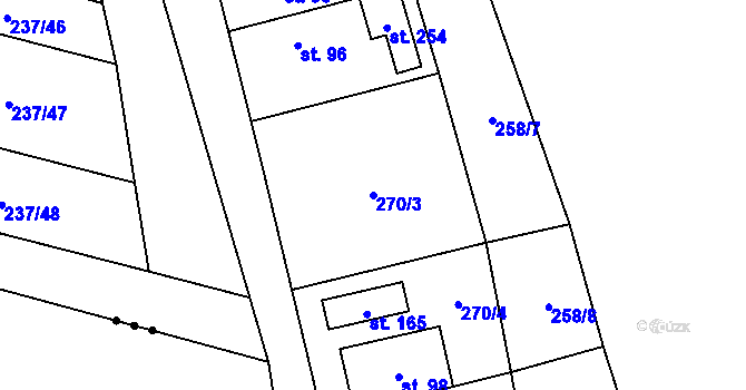 Parcela st. 270/3 v KÚ Kolšov, Katastrální mapa
