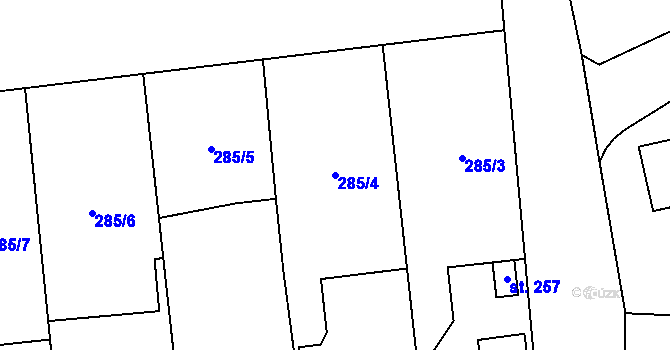 Parcela st. 285/4 v KÚ Kolšov, Katastrální mapa