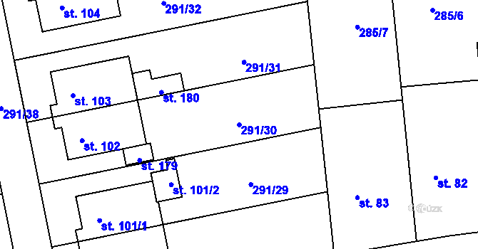 Parcela st. 291/30 v KÚ Kolšov, Katastrální mapa