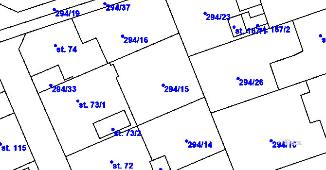 Parcela st. 294/15 v KÚ Kolšov, Katastrální mapa