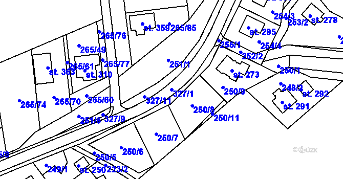 Parcela st. 327/1 v KÚ Kolšov, Katastrální mapa