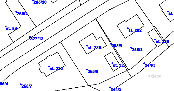 Parcela st. 286 v KÚ Kolšov, Katastrální mapa