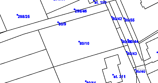 Parcela st. 80/10 v KÚ Kolšov, Katastrální mapa