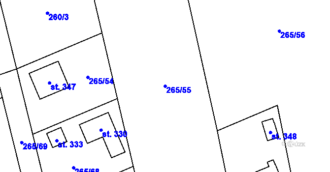 Parcela st. 265/55 v KÚ Kolšov, Katastrální mapa