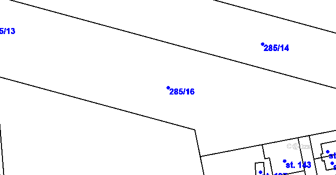 Parcela st. 285/16 v KÚ Kolšov, Katastrální mapa