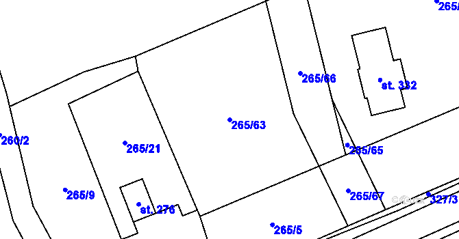 Parcela st. 265/63 v KÚ Kolšov, Katastrální mapa