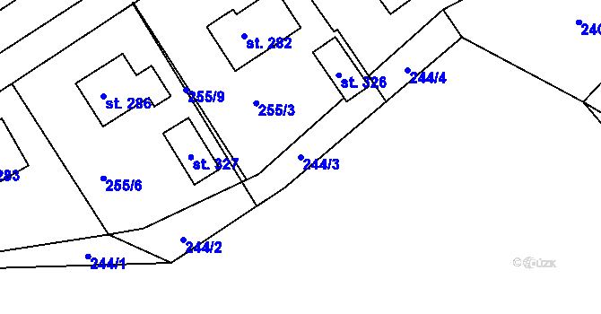 Parcela st. 244/3 v KÚ Kolšov, Katastrální mapa