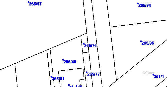 Parcela st. 265/76 v KÚ Kolšov, Katastrální mapa
