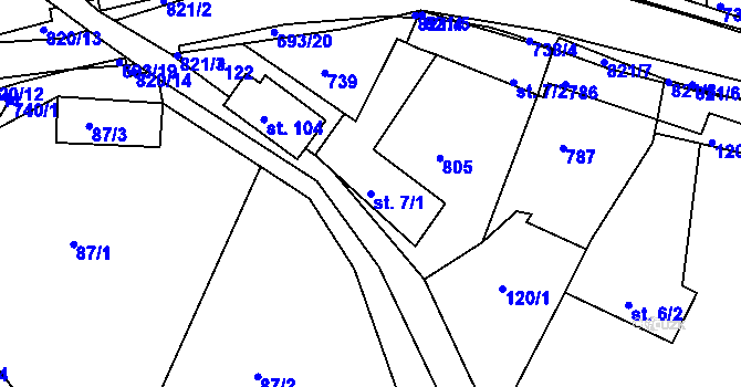 Parcela st. 7/1 v KÚ Komárno, Katastrální mapa