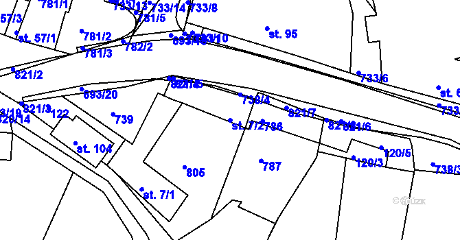 Parcela st. 7/2 v KÚ Komárno, Katastrální mapa