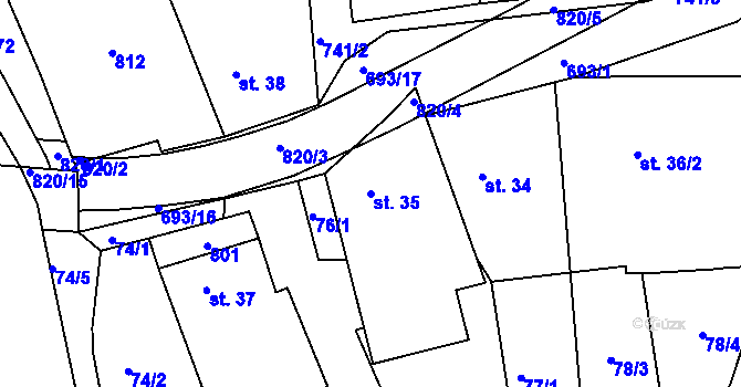 Parcela st. 35 v KÚ Komárno, Katastrální mapa