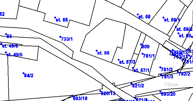 Parcela st. 56 v KÚ Komárno, Katastrální mapa