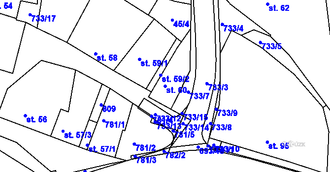 Parcela st. 60 v KÚ Komárno, Katastrální mapa