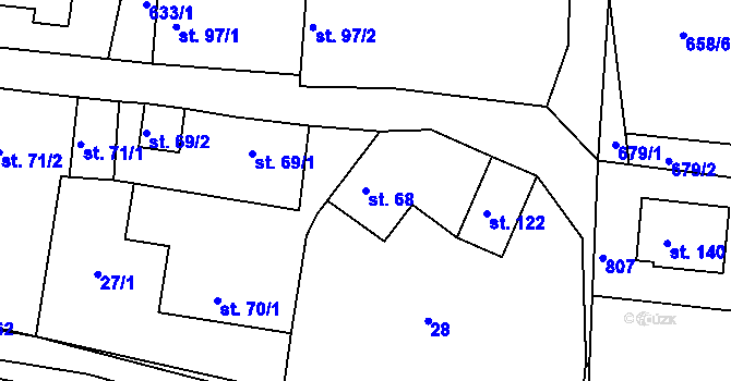 Parcela st. 68 v KÚ Komárno, Katastrální mapa