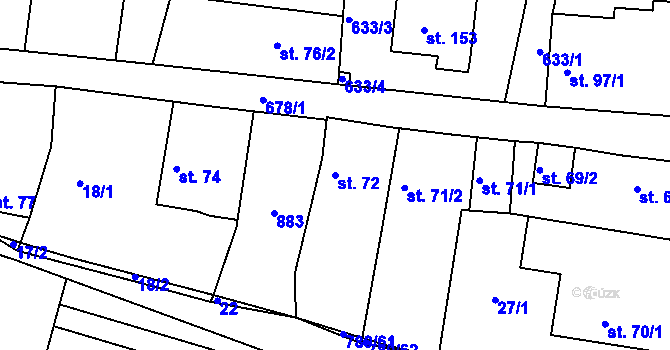Parcela st. 72 v KÚ Komárno, Katastrální mapa