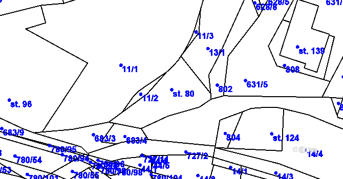 Parcela st. 80 v KÚ Komárno, Katastrální mapa