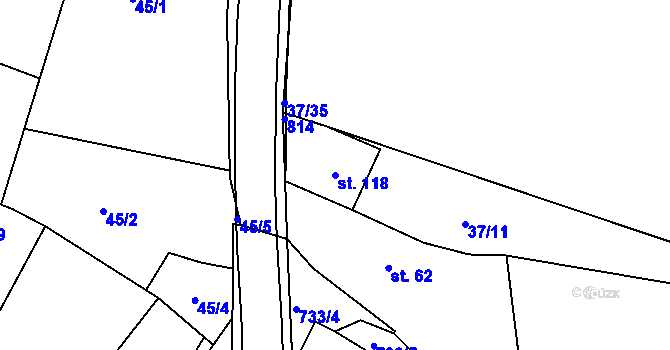Parcela st. 118 v KÚ Komárno, Katastrální mapa