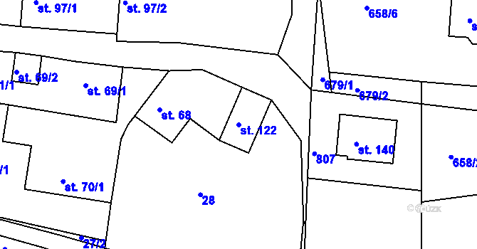 Parcela st. 122 v KÚ Komárno, Katastrální mapa