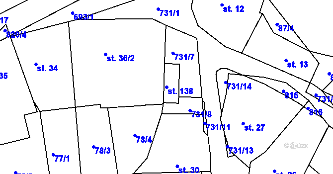 Parcela st. 138 v KÚ Komárno, Katastrální mapa