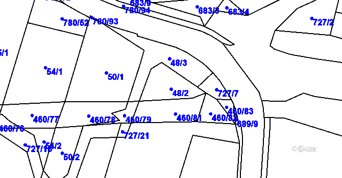 Parcela st. 48/2 v KÚ Komárno, Katastrální mapa