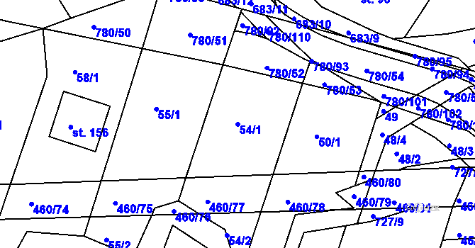Parcela st. 54/1 v KÚ Komárno, Katastrální mapa