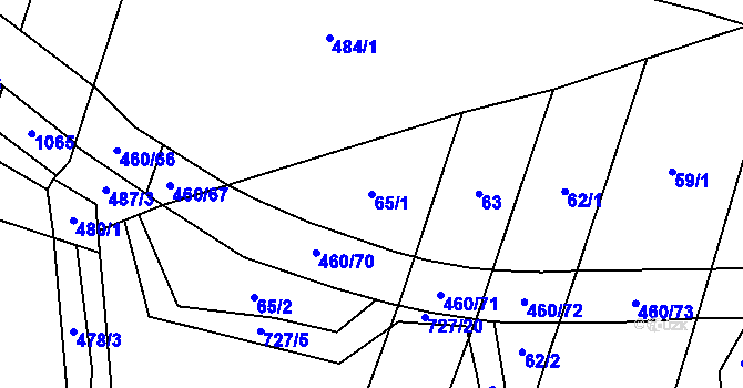 Parcela st. 65/1 v KÚ Komárno, Katastrální mapa