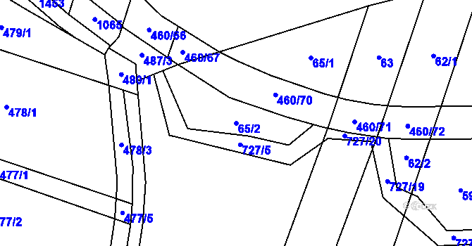Parcela st. 65/2 v KÚ Komárno, Katastrální mapa