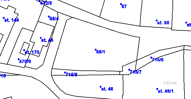 Parcela st. 68/1 v KÚ Komárno, Katastrální mapa