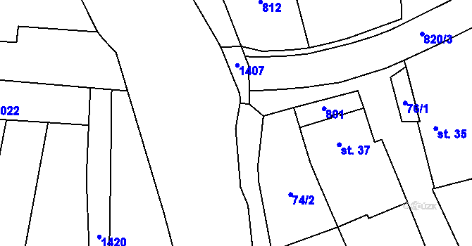Parcela st. 74/1 v KÚ Komárno, Katastrální mapa