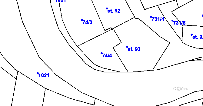 Parcela st. 74/4 v KÚ Komárno, Katastrální mapa