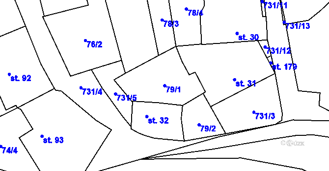 Parcela st. 79/1 v KÚ Komárno, Katastrální mapa