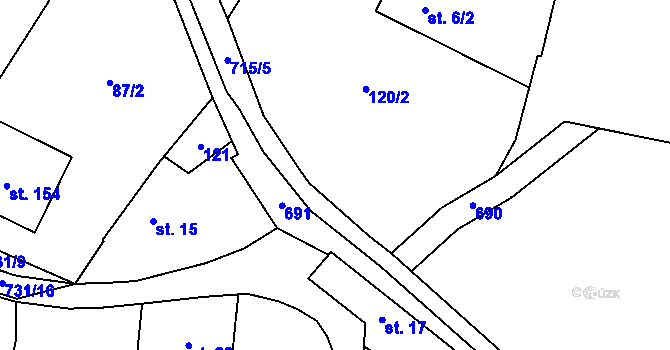 Parcela st. 120/4 v KÚ Komárno, Katastrální mapa
