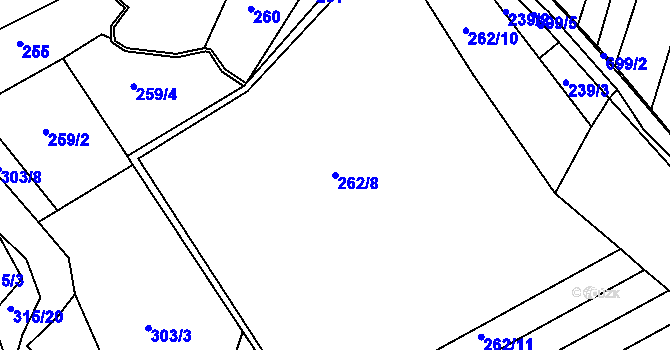Parcela st. 262/8 v KÚ Komárno, Katastrální mapa