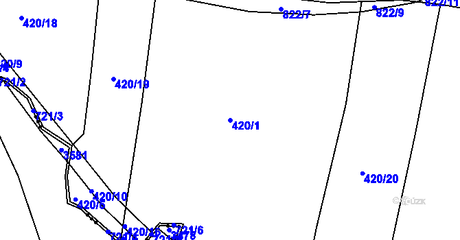 Parcela st. 420/1 v KÚ Komárno, Katastrální mapa