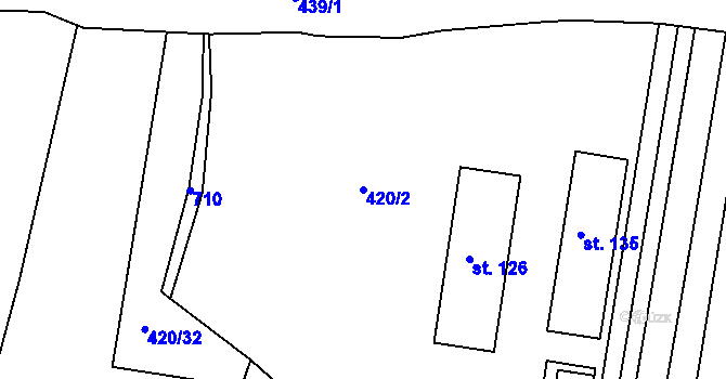 Parcela st. 420/2 v KÚ Komárno, Katastrální mapa