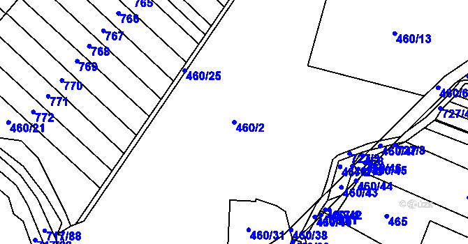 Parcela st. 460/2 v KÚ Komárno, Katastrální mapa