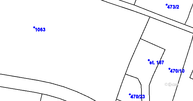 Parcela st. 470/1 v KÚ Komárno, Katastrální mapa