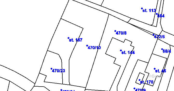 Parcela st. 470/10 v KÚ Komárno, Katastrální mapa
