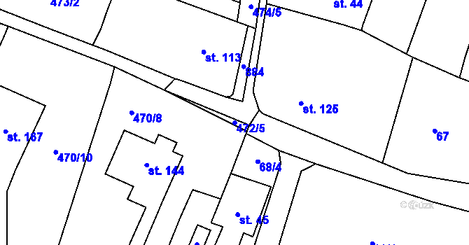 Parcela st. 472/5 v KÚ Komárno, Katastrální mapa