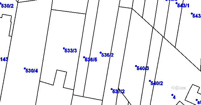 Parcela st. 536/2 v KÚ Komárno, Katastrální mapa