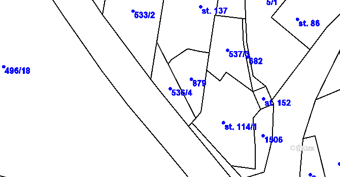 Parcela st. 536/4 v KÚ Komárno, Katastrální mapa