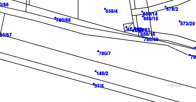 Parcela st. 780/7 v KÚ Komárno, Katastrální mapa