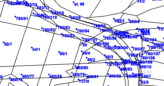 Parcela st. 49 v KÚ Komárno, Katastrální mapa