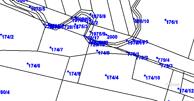 Parcela st. 174/9 v KÚ Komárno, Katastrální mapa