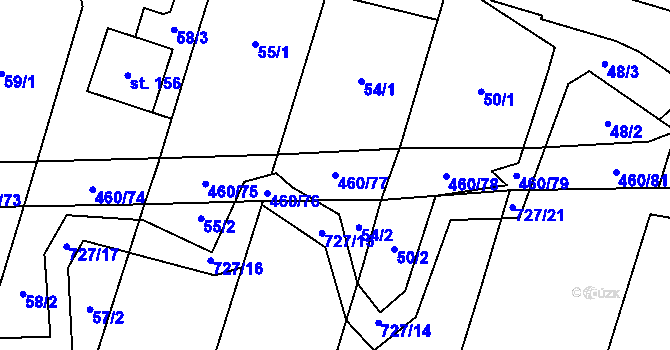 Parcela st. 460/77 v KÚ Komárno, Katastrální mapa